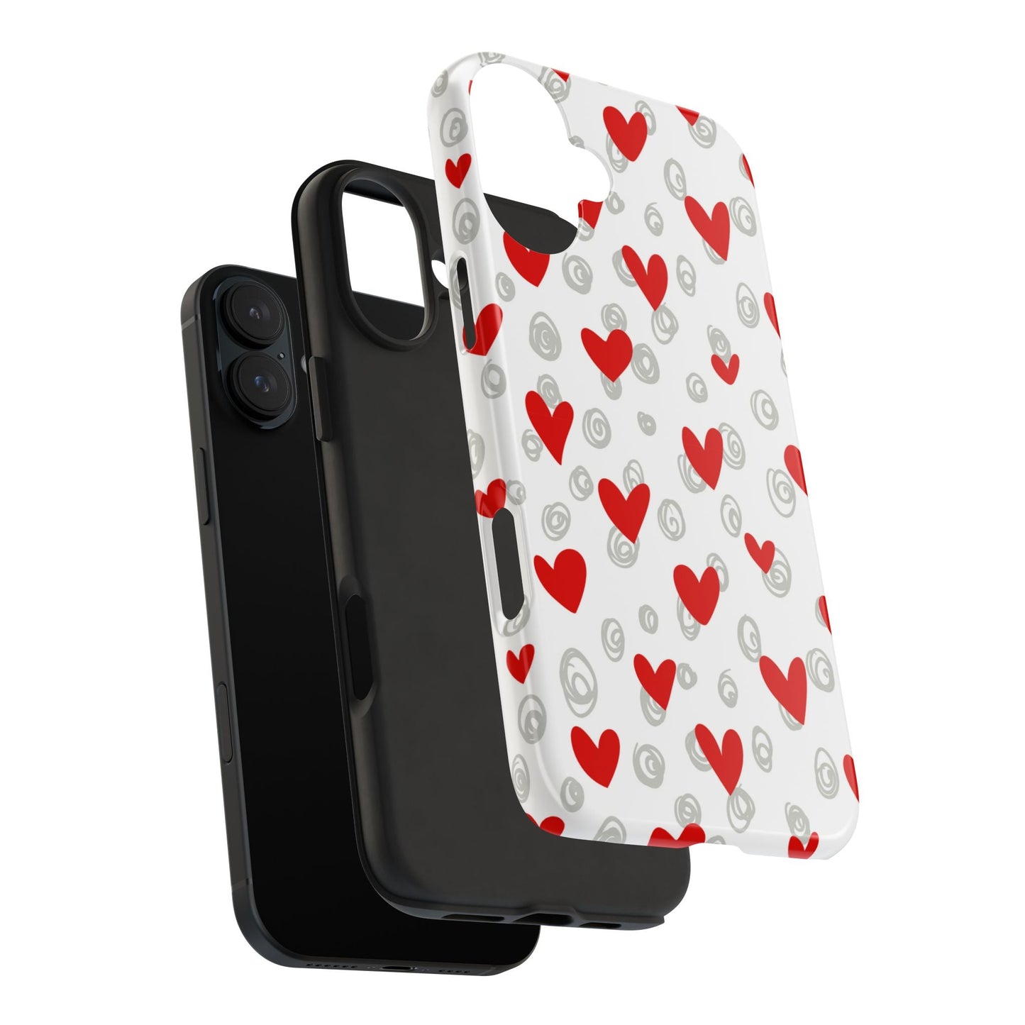 Red Hearts & Doodles – iPhone Case - BOGO Cases