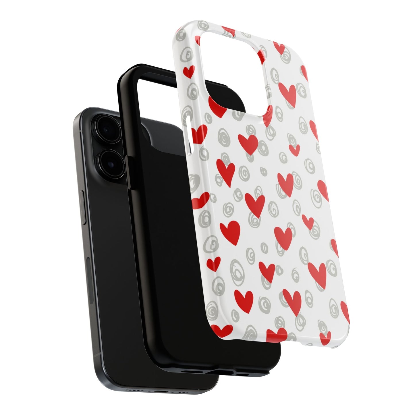 Red Hearts & Doodles – iPhone Case - BOGO Cases