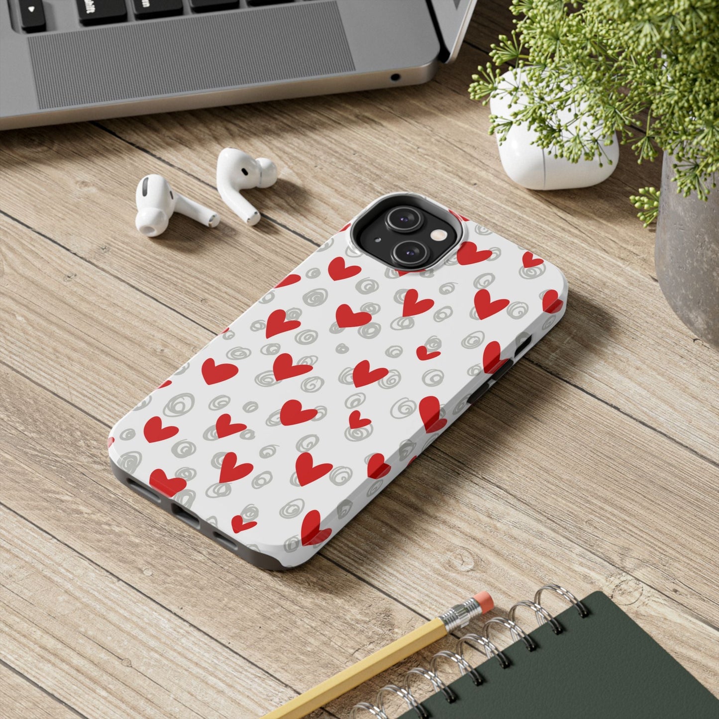 Red Hearts & Doodles – iPhone Case - BOGO Cases