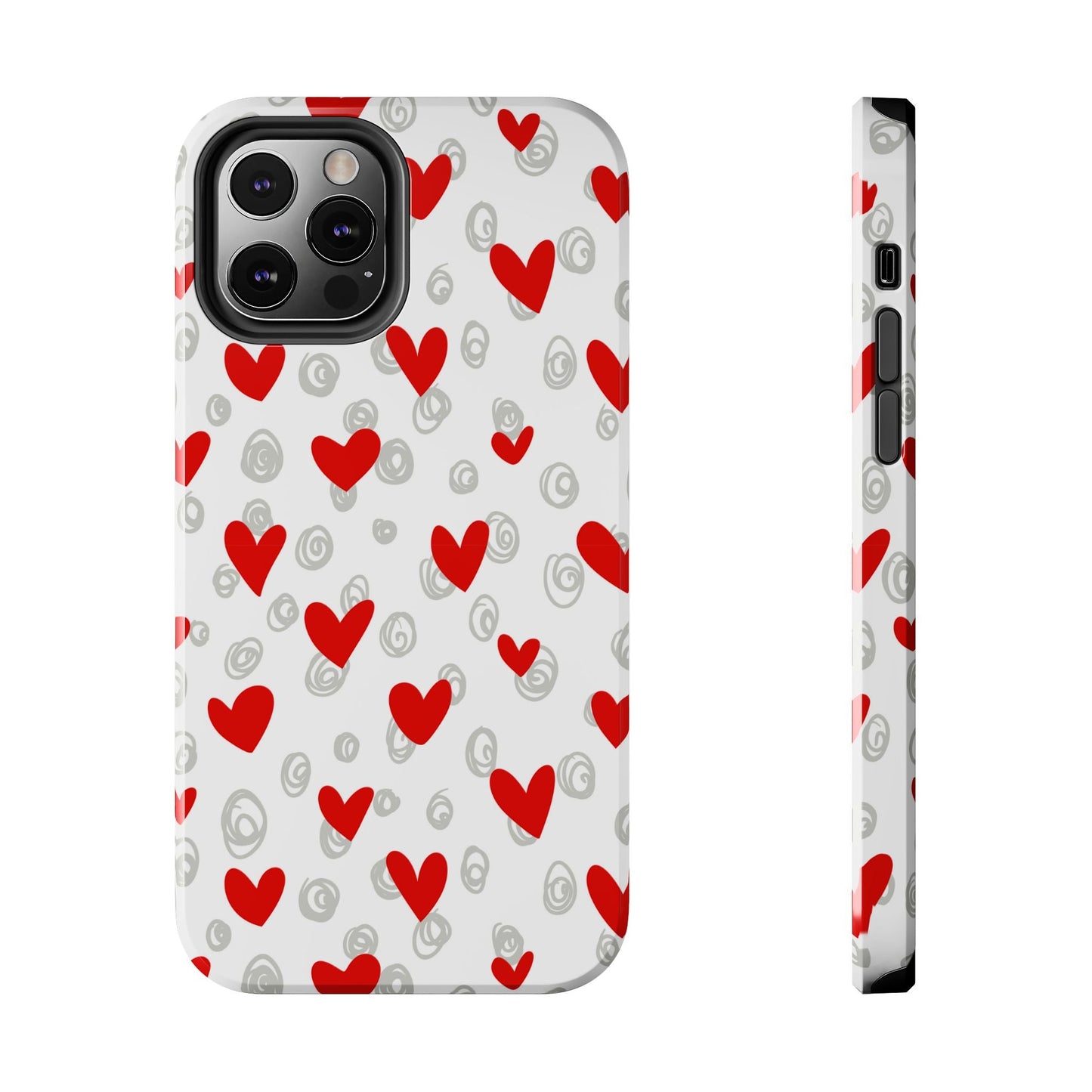 Red Hearts & Doodles – iPhone Case - BOGO Cases