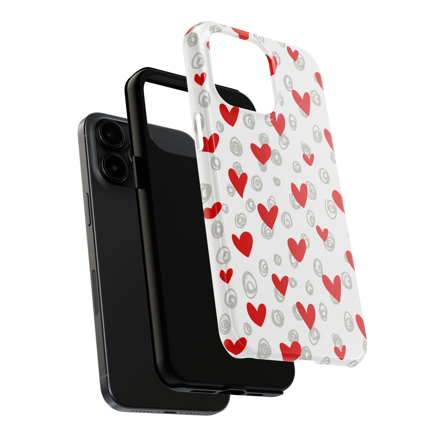 Red Hearts & Doodles – iPhone Case - BOGO Cases
