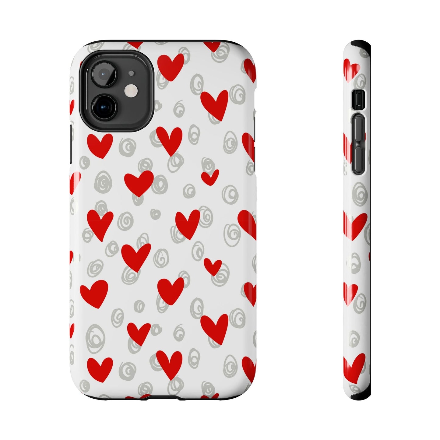 Red Hearts & Doodles – iPhone Case - BOGO Cases