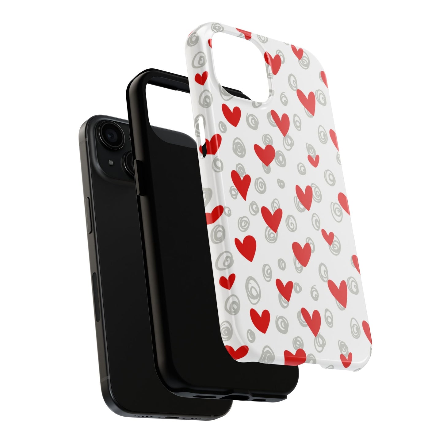 Red Hearts & Doodles – iPhone Case - BOGO Cases