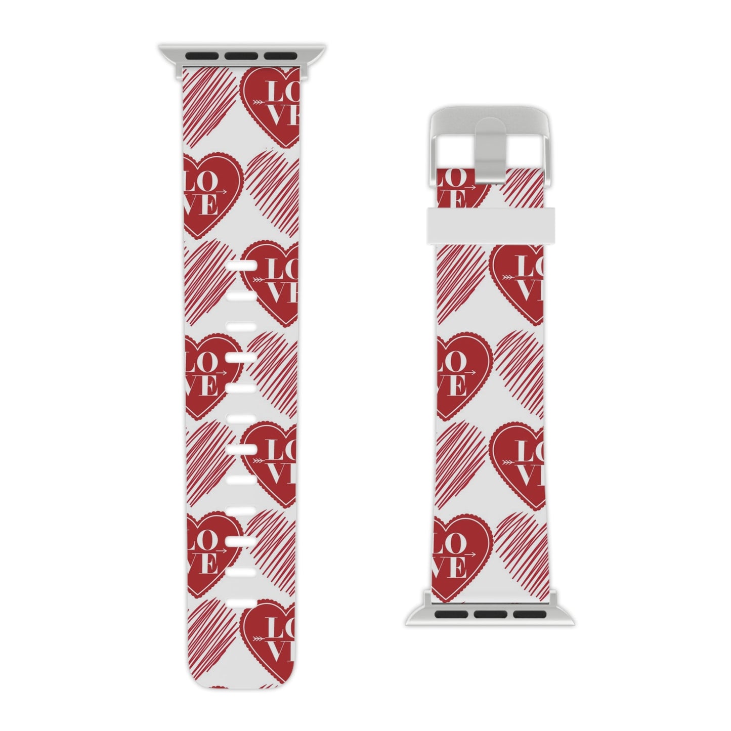Red Love Heart Pattern Apple Watch Band - BOGO Cases