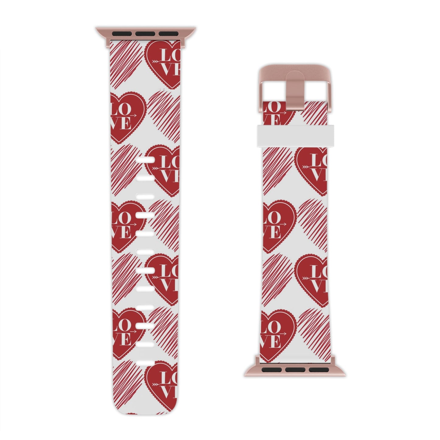 Red Love Heart Pattern Apple Watch Band - BOGO Cases