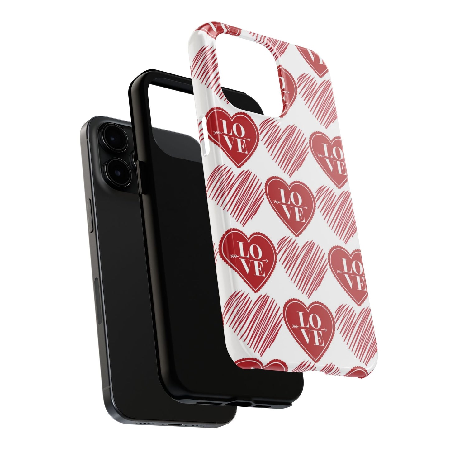 Red Love Heart Pattern – iPhone Series Case - BOGO Cases