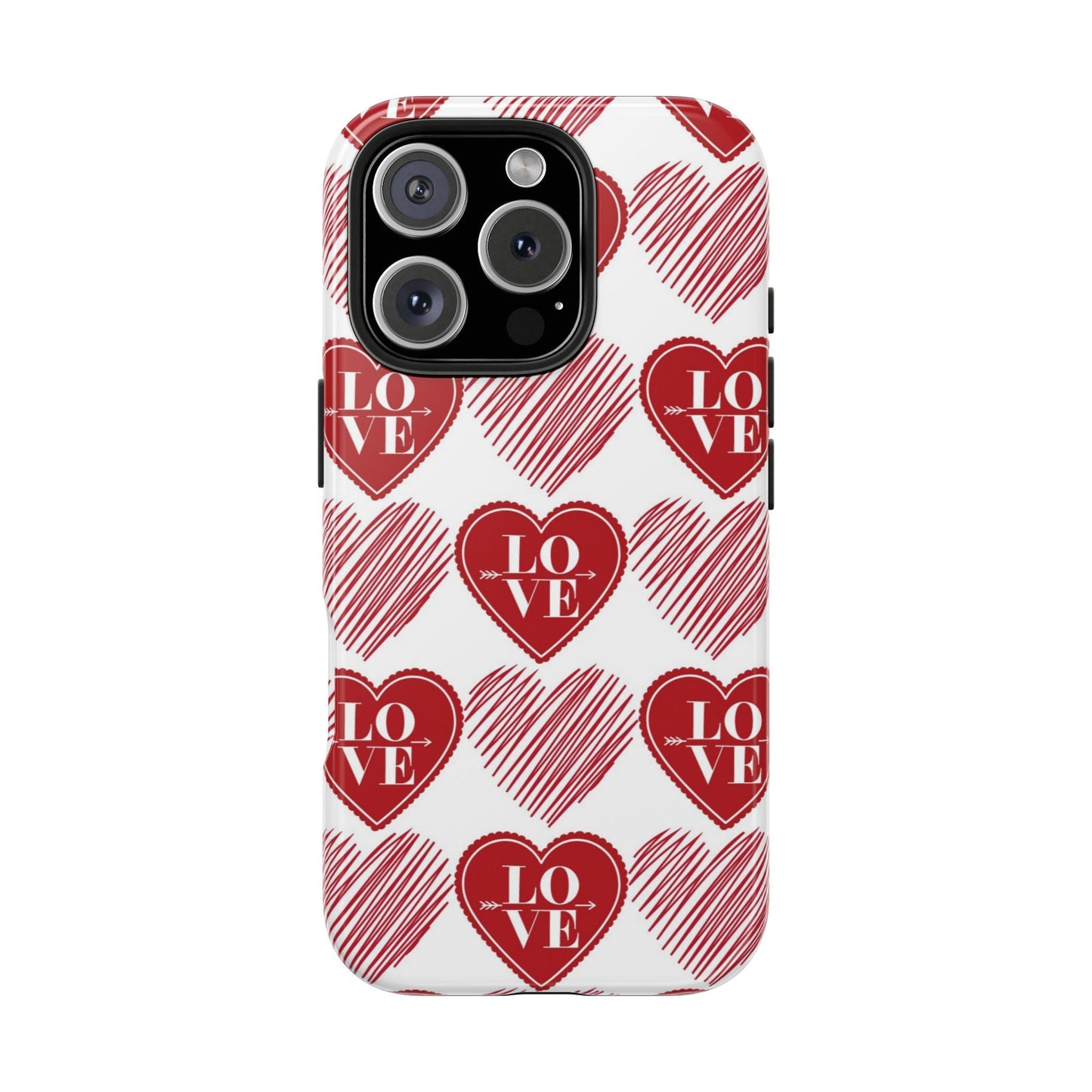 Red Love Heart Pattern – iPhone Series Case - BOGO Cases