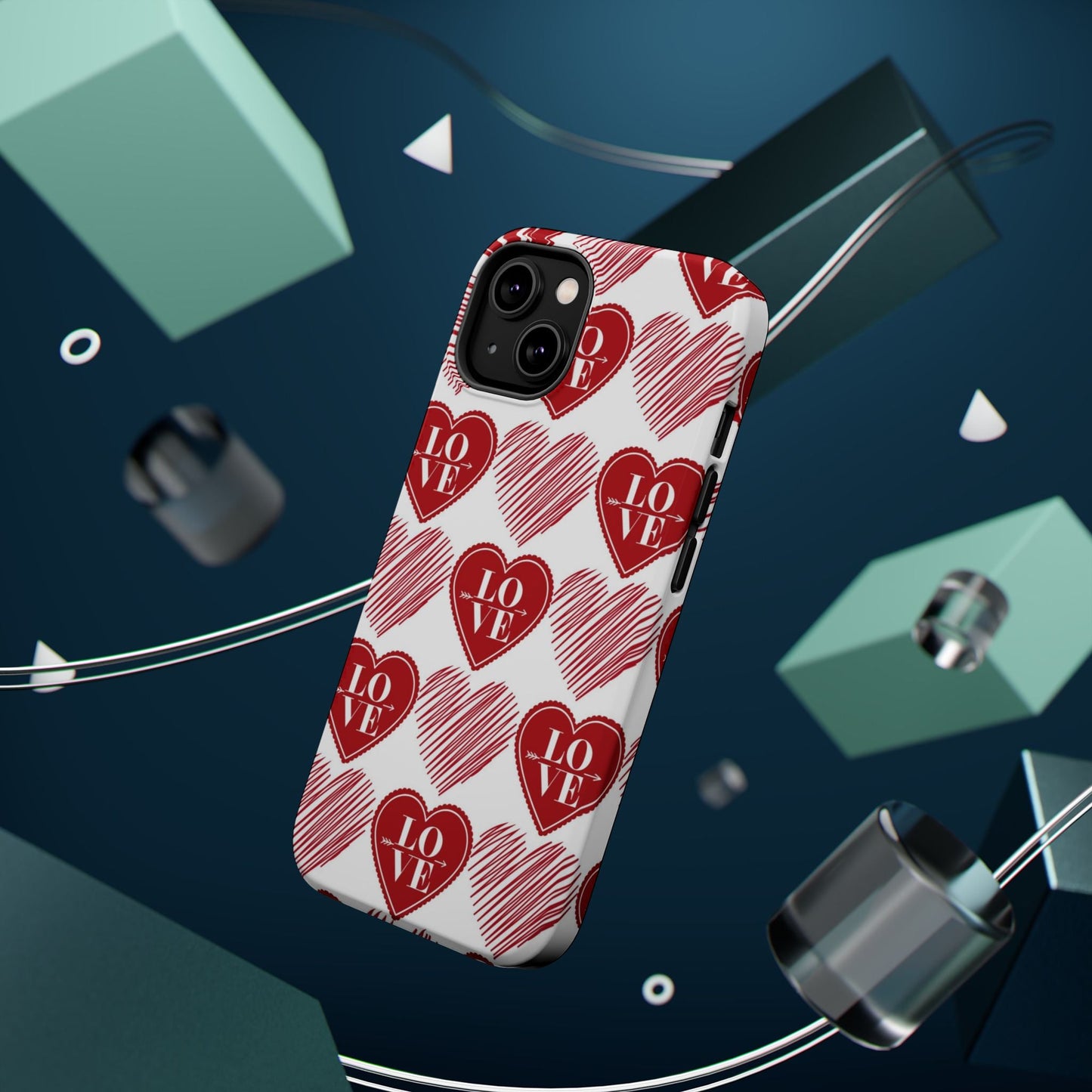 Red Love Heart Pattern – MagSafe - BOGO Cases