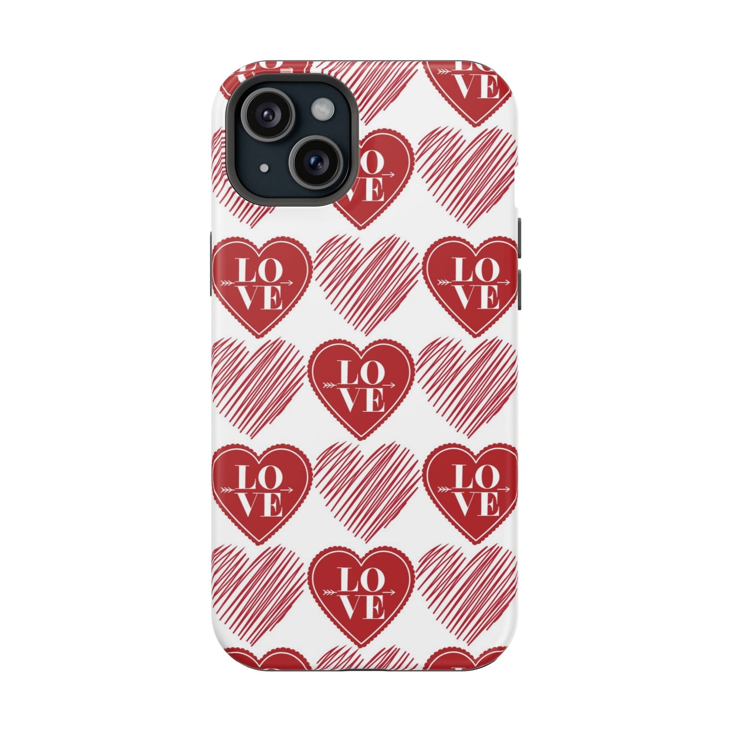 Red Love Heart Pattern – MagSafe - BOGO Cases