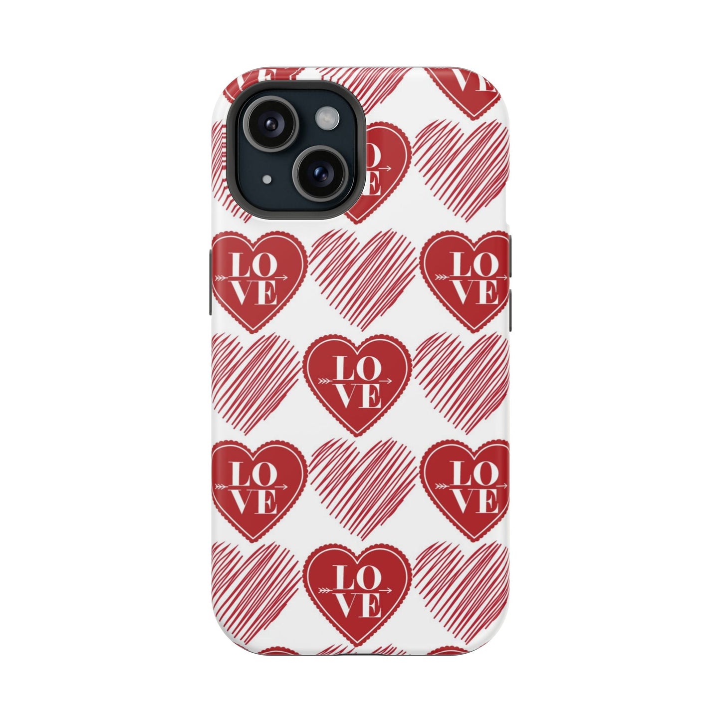 Red Love Heart Pattern – MagSafe - BOGO Cases