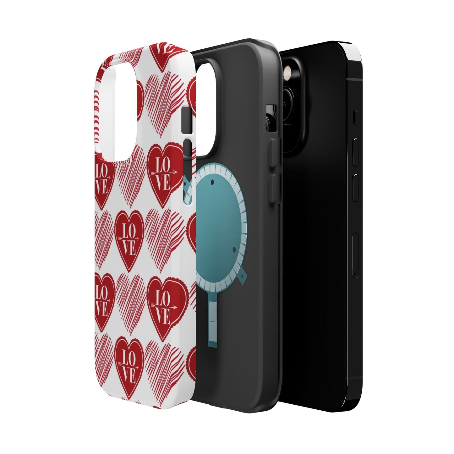 Red Love Heart Pattern – MagSafe - BOGO Cases