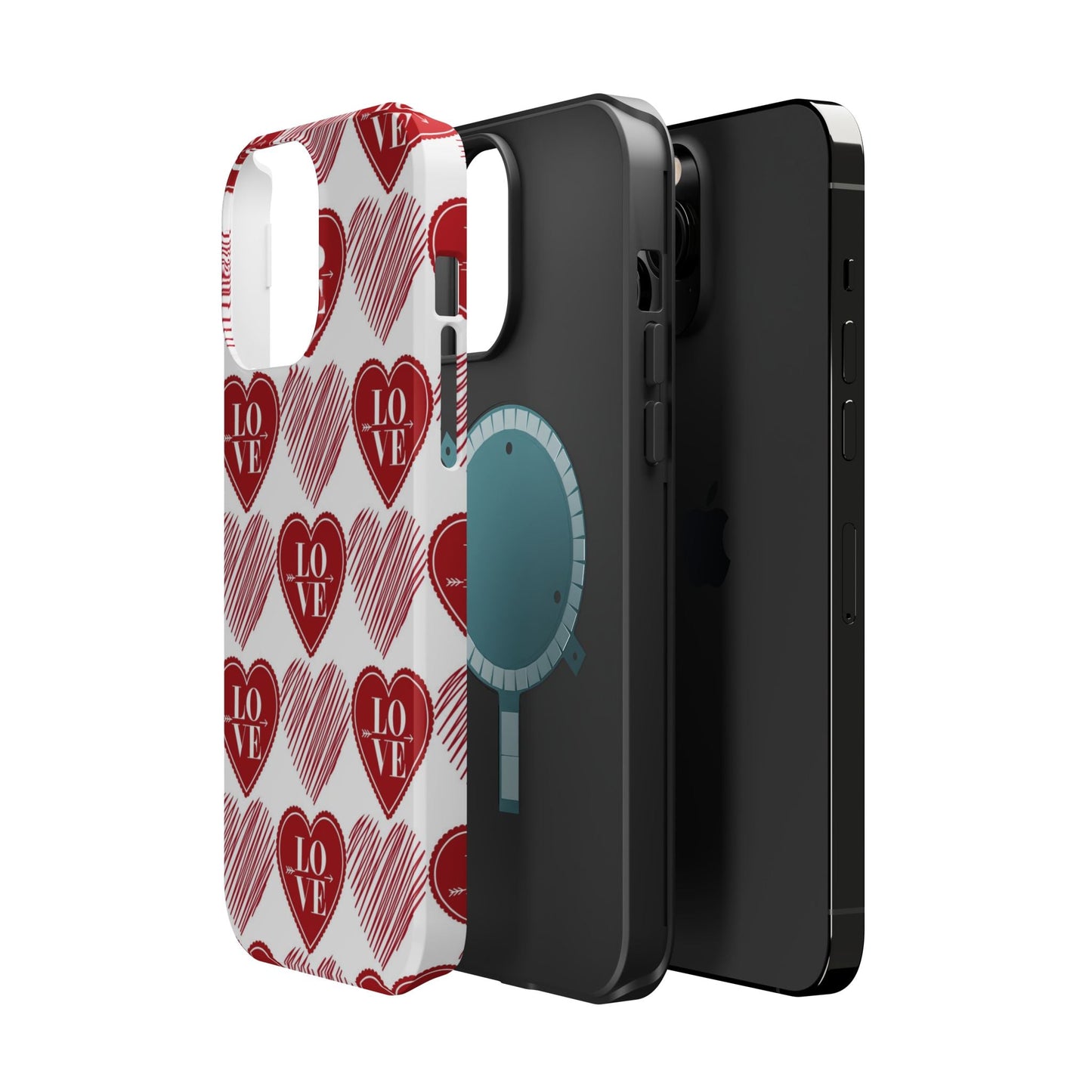 Red Love Heart Pattern – MagSafe - BOGO Cases