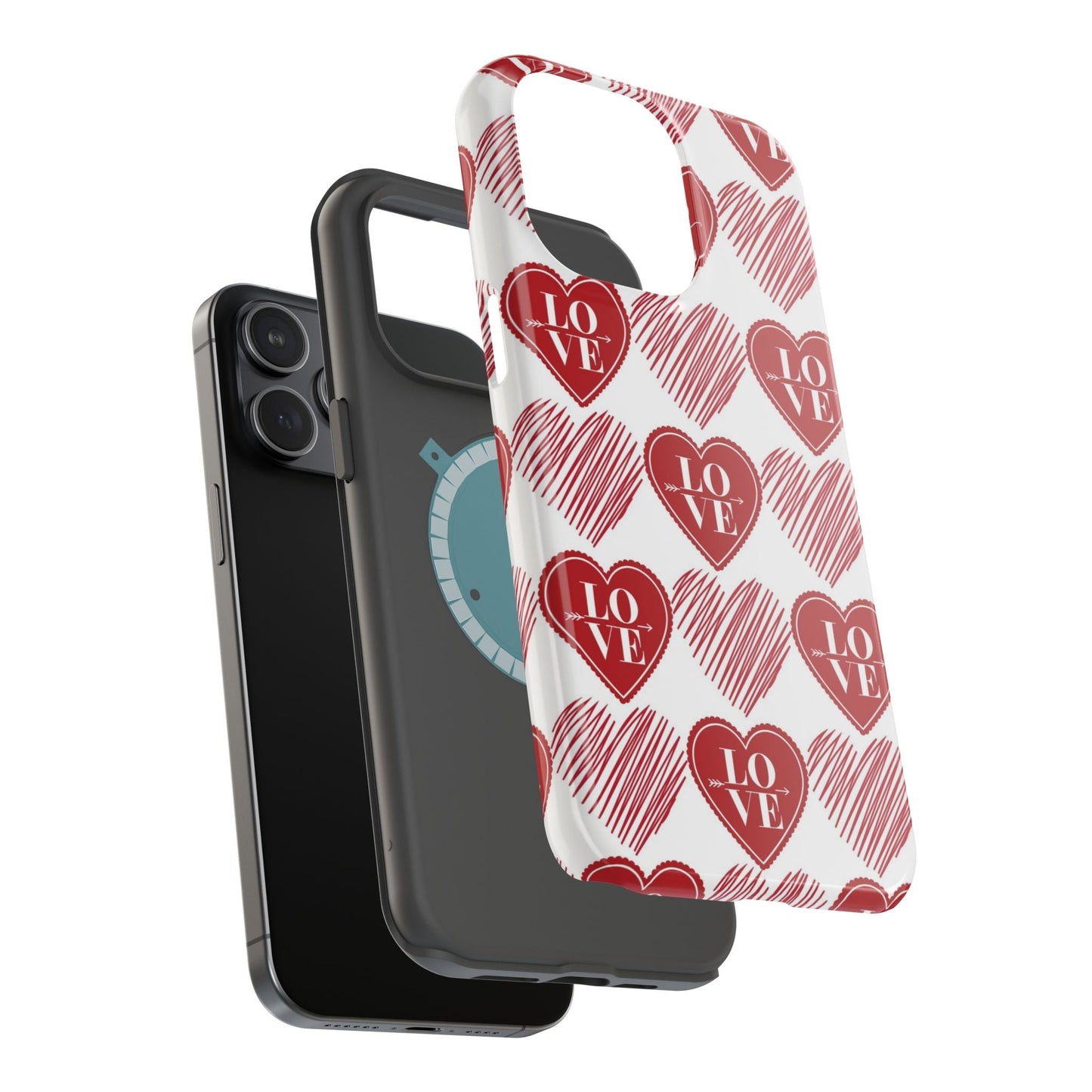 Red Love Heart Pattern – MagSafe - BOGO Cases