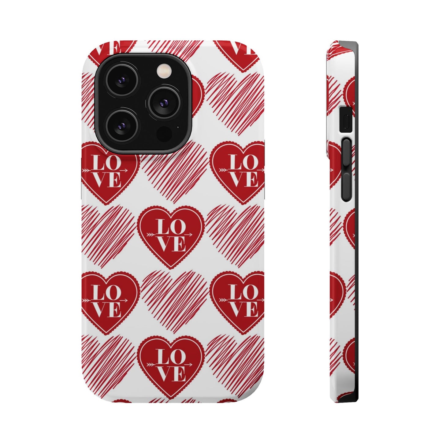Red Love Heart Pattern – MagSafe - BOGO Cases
