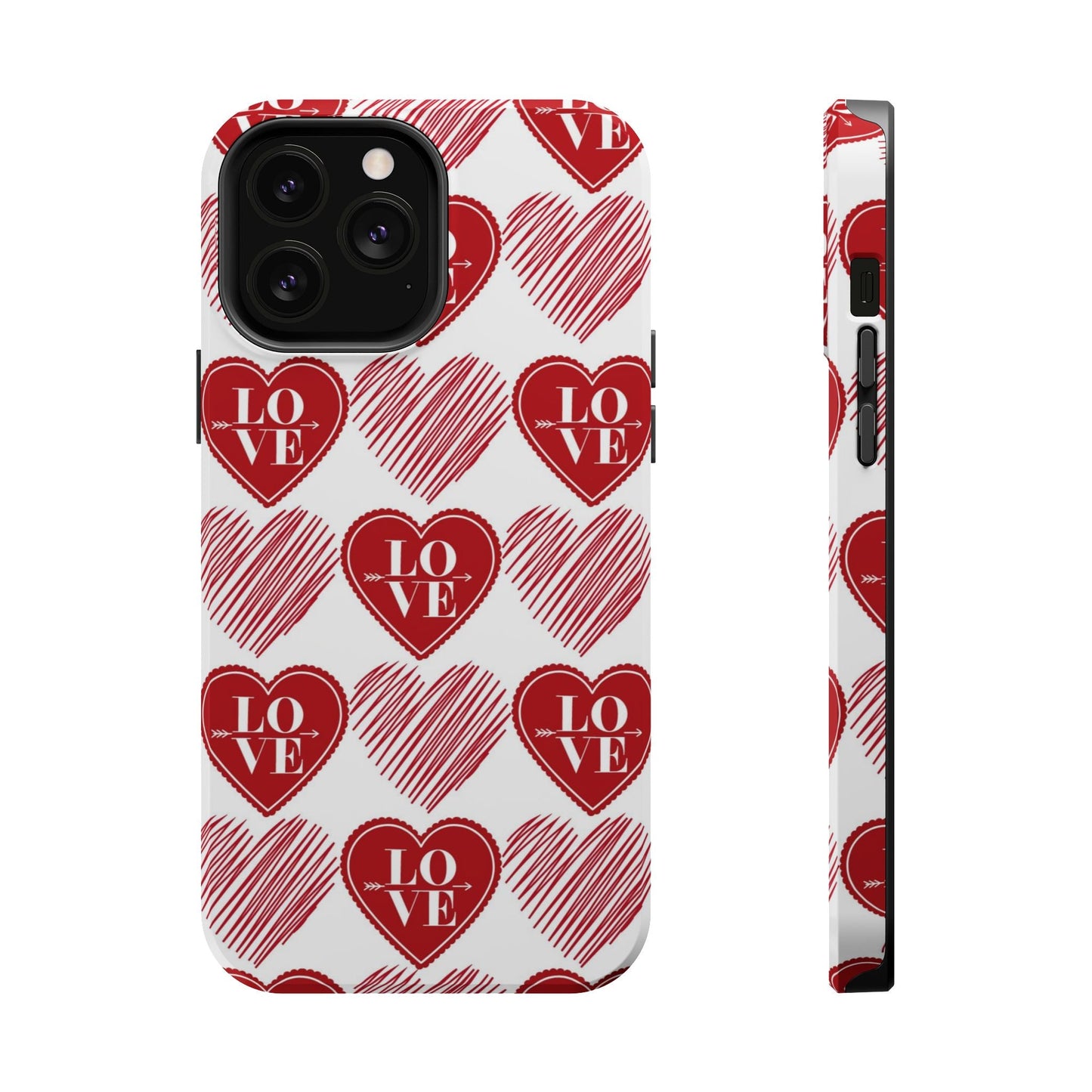 Red Love Heart Pattern – MagSafe - BOGO Cases