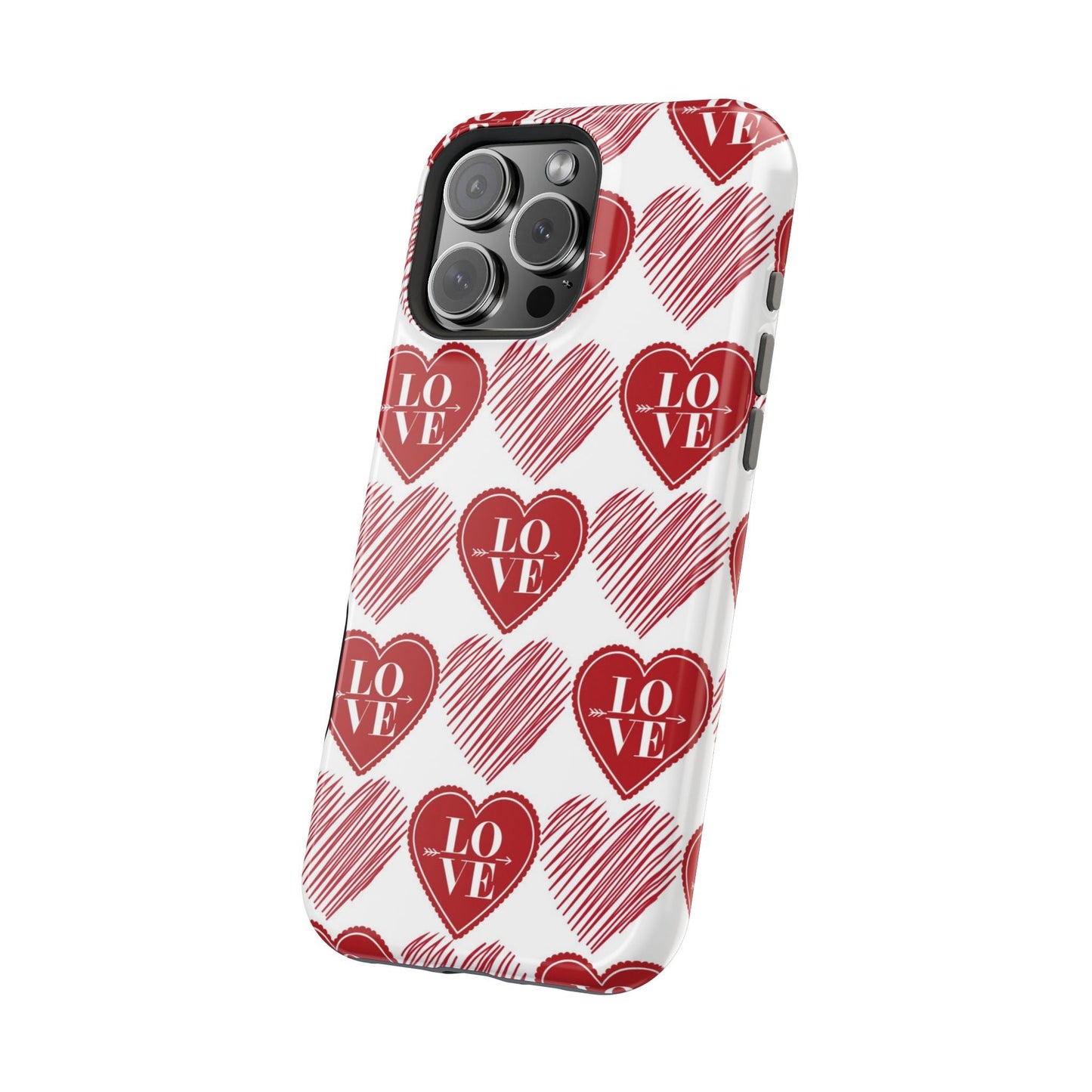 Red Love Heart Pattern – MagSafe - BOGO Cases
