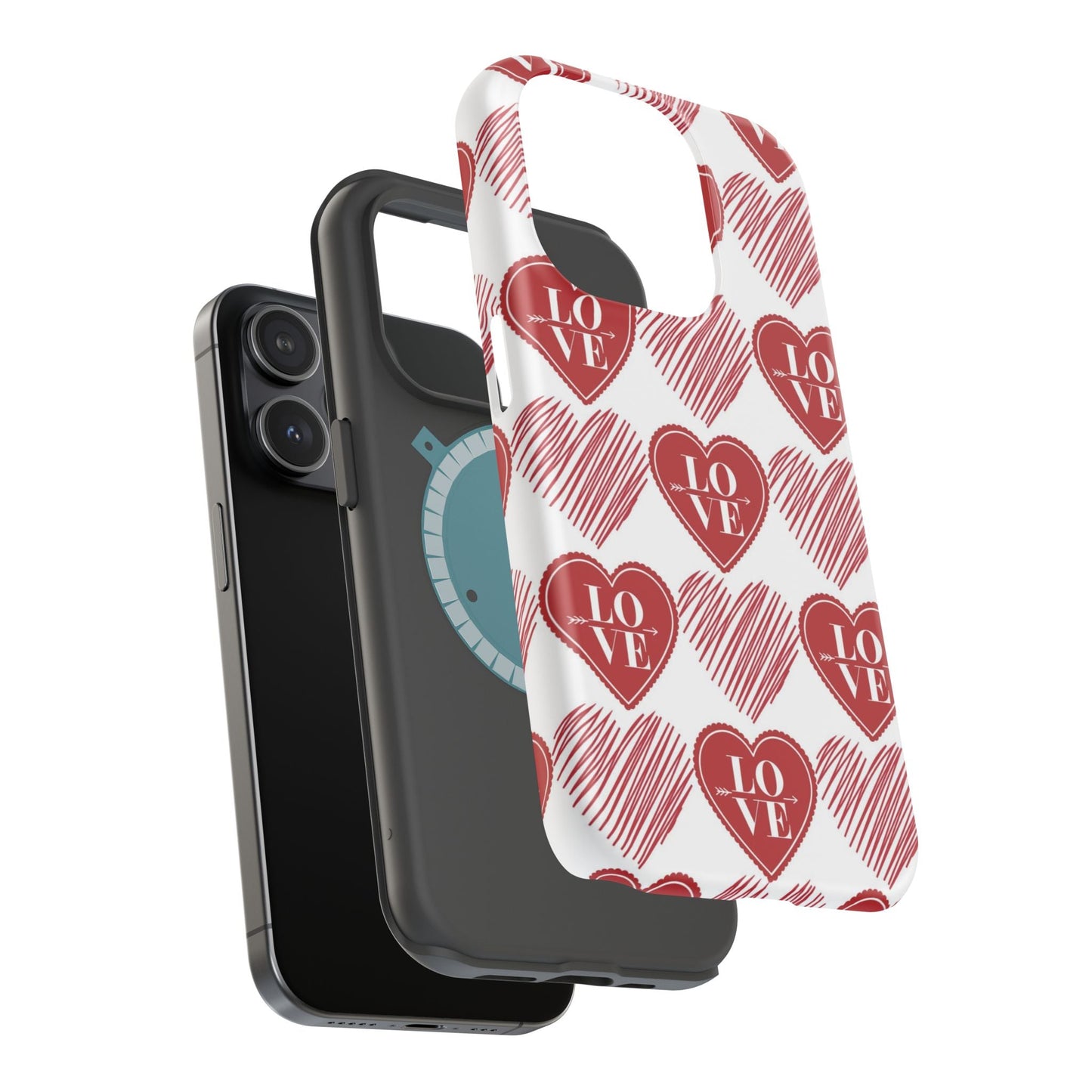 Red Love Heart Pattern – MagSafe - BOGO Cases
