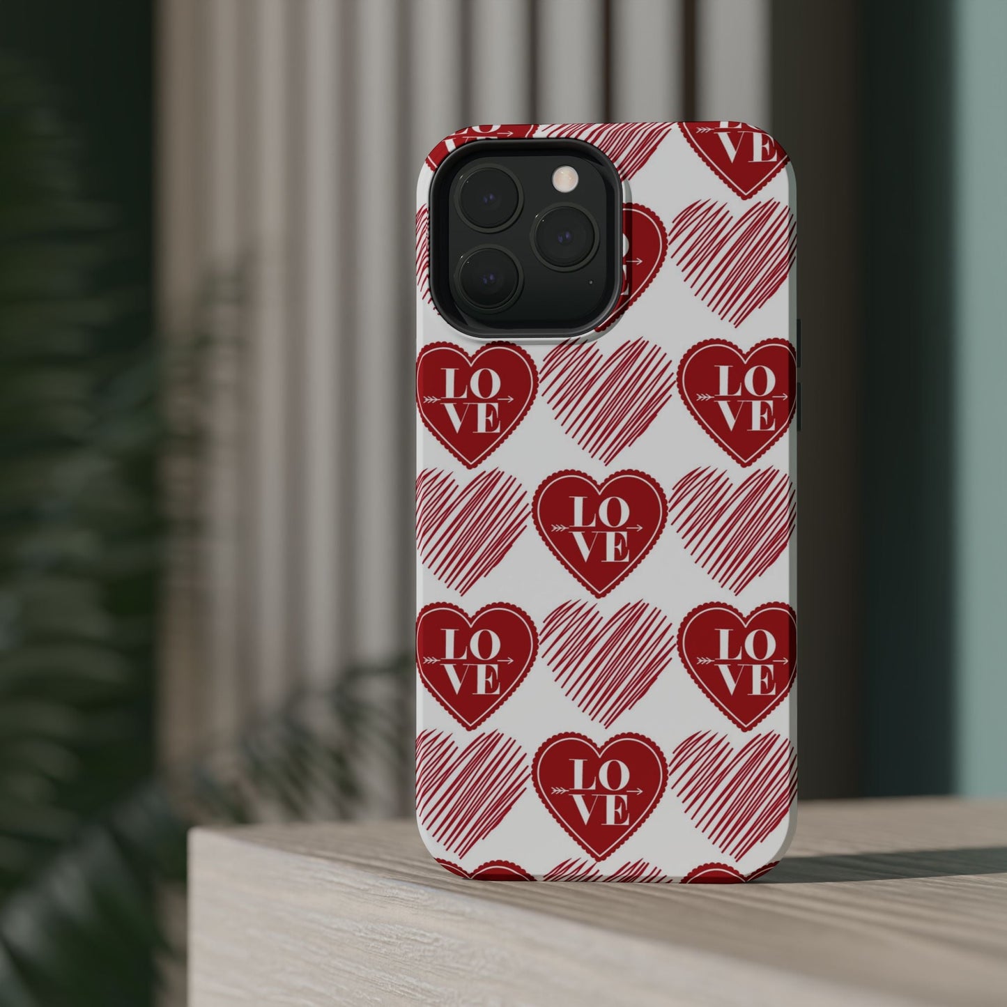 Red Love Heart Pattern – MagSafe - BOGO Cases