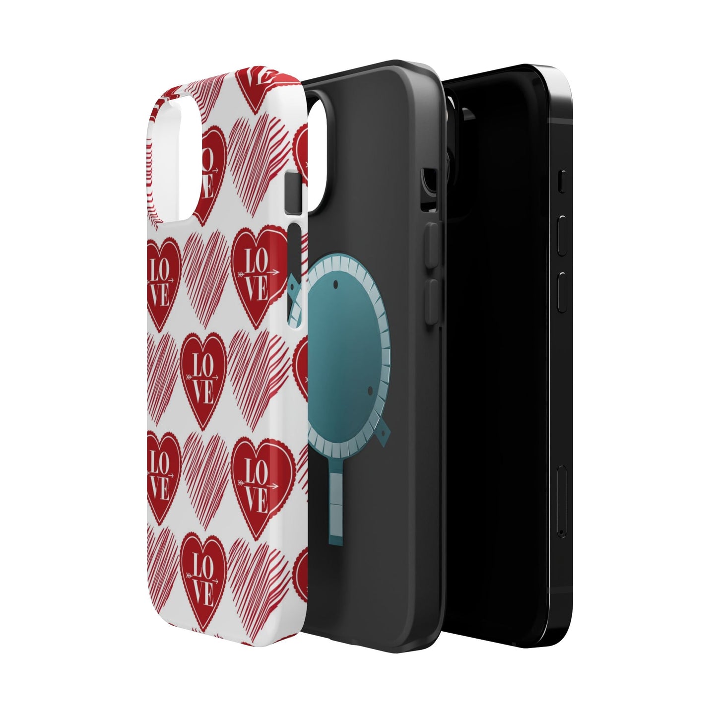 Red Love Heart Pattern – MagSafe - BOGO Cases