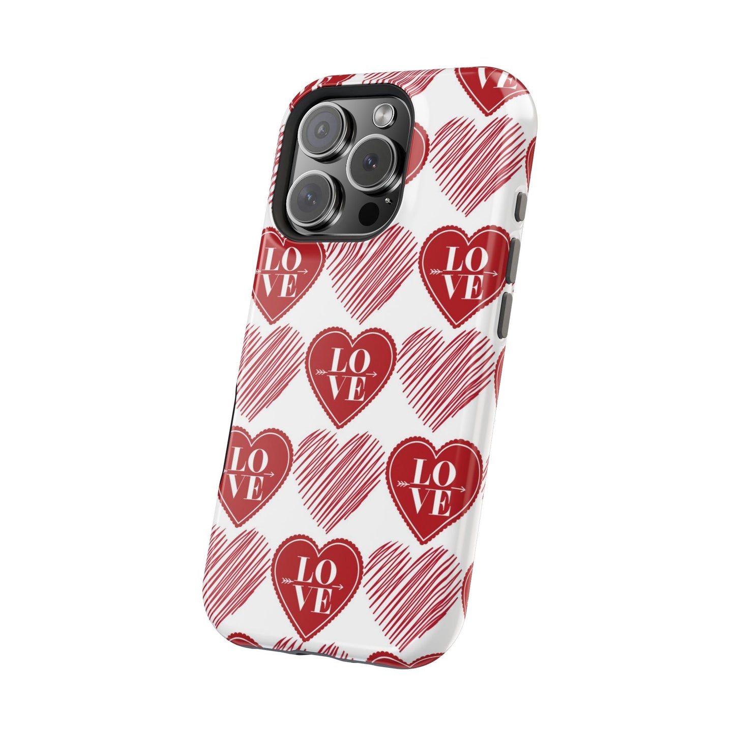 Red Love Heart Pattern – MagSafe - BOGO Cases