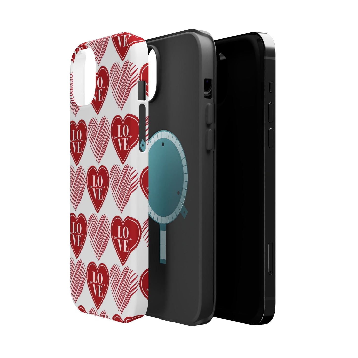 Red Love Heart Pattern – MagSafe - BOGO Cases
