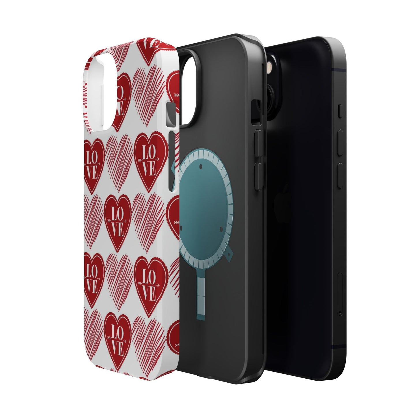 Red Love Heart Pattern – MagSafe - BOGO Cases