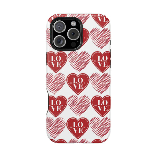 Red Love Heart Pattern – MagSafe - BOGO Cases