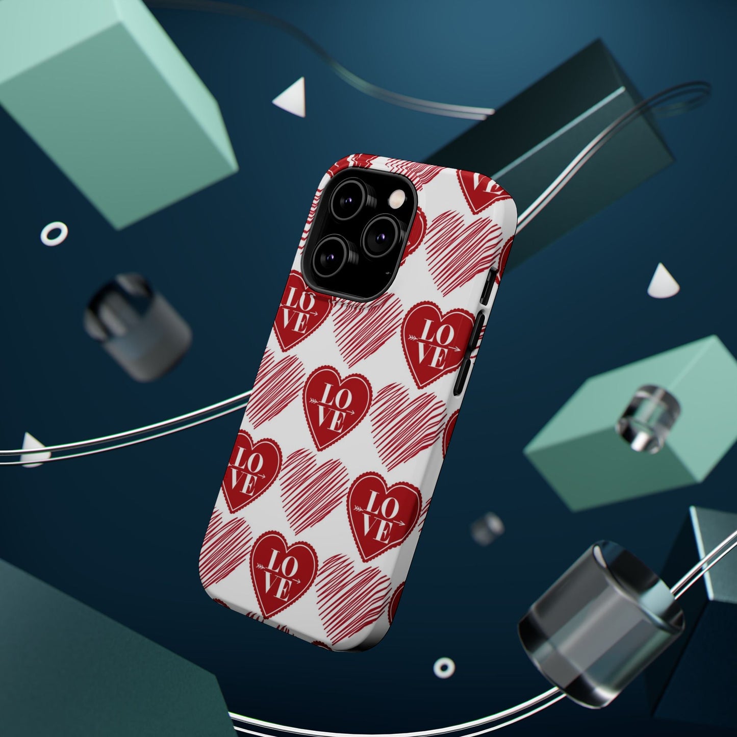 Red Love Heart Pattern – MagSafe - BOGO Cases