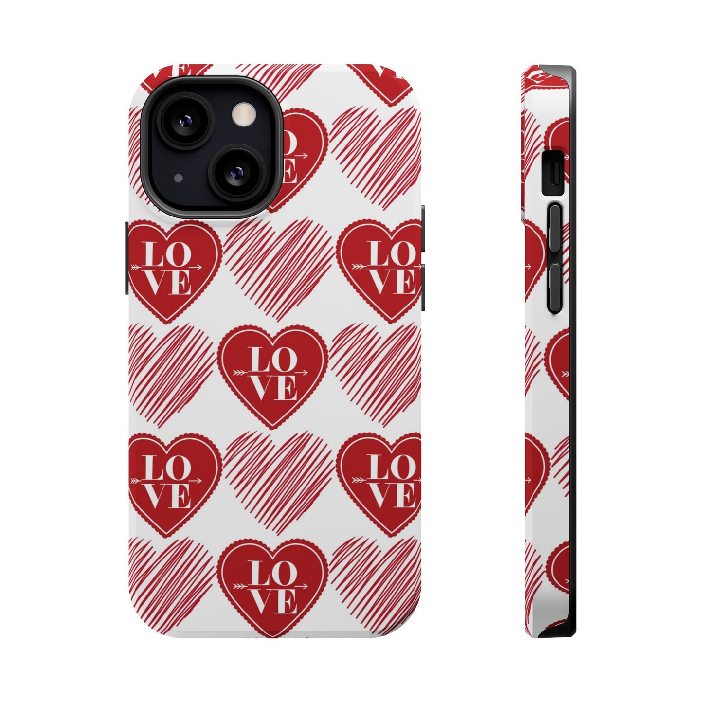 Red Love Heart Pattern – MagSafe - BOGO Cases
