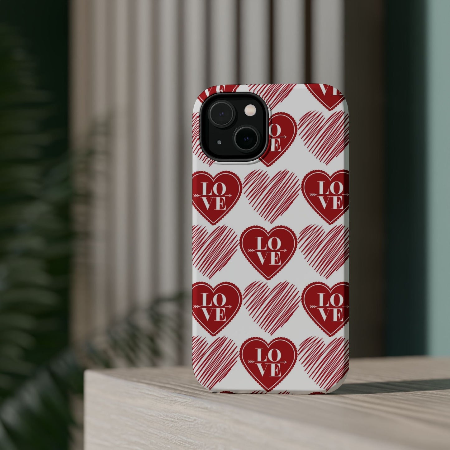 Red Love Heart Pattern – MagSafe - BOGO Cases