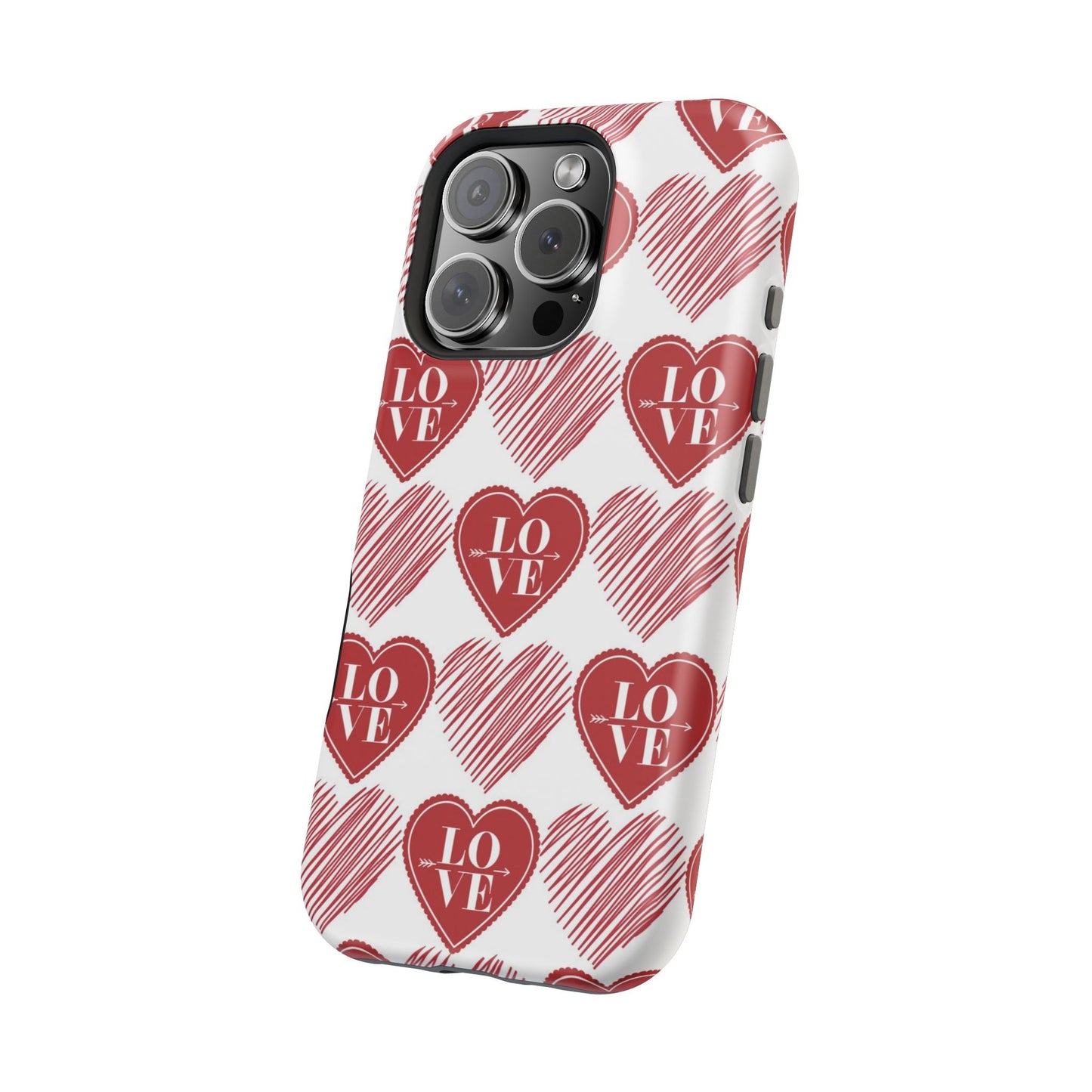 Red Love Heart Pattern – MagSafe - BOGO Cases