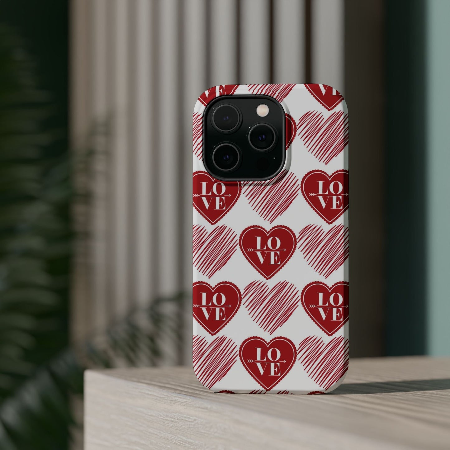 Red Love Heart Pattern – MagSafe - BOGO Cases