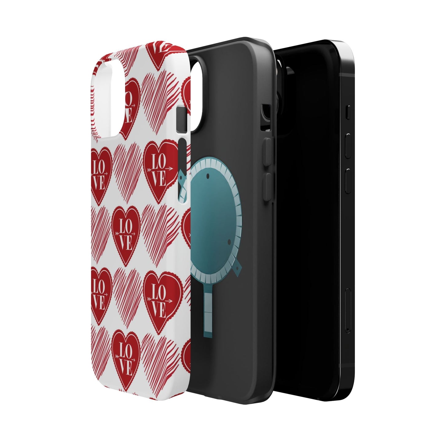 Red Love Heart Pattern – MagSafe - BOGO Cases