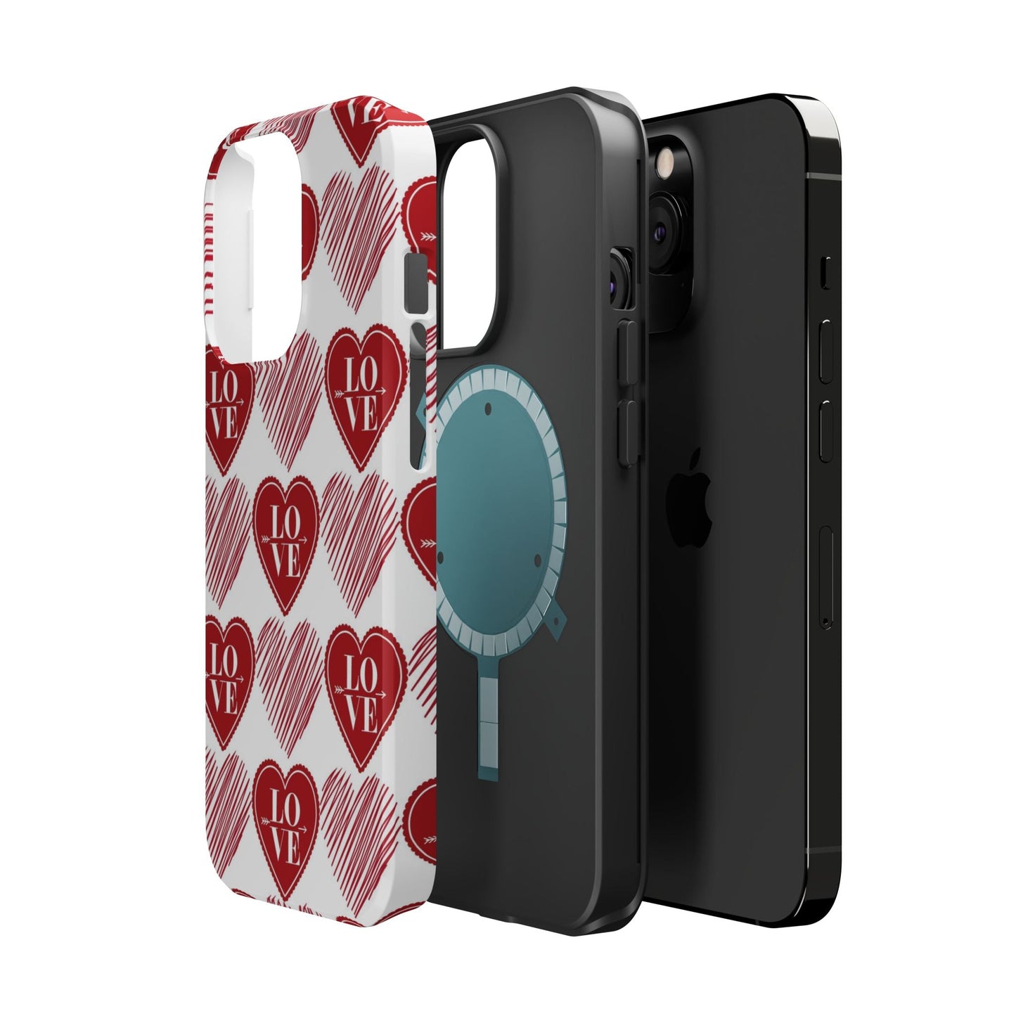 Red Love Heart Pattern – MagSafe - BOGO Cases