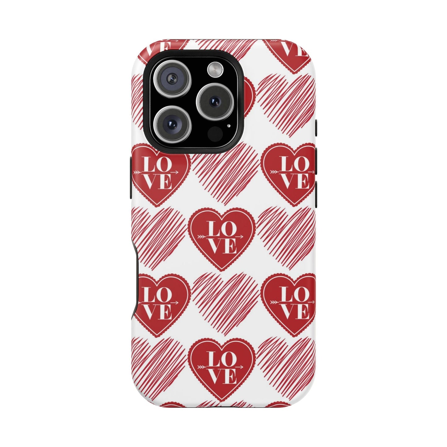Red Love Heart Pattern – MagSafe - BOGO Cases