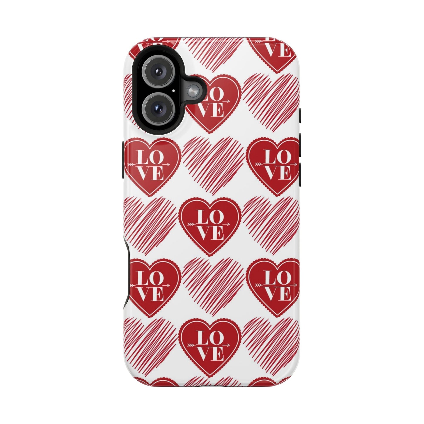 Red Love Heart Pattern – MagSafe - BOGO Cases