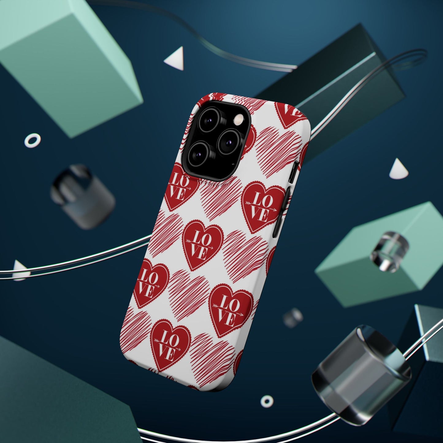 Red Love Heart Pattern – MagSafe - BOGO Cases