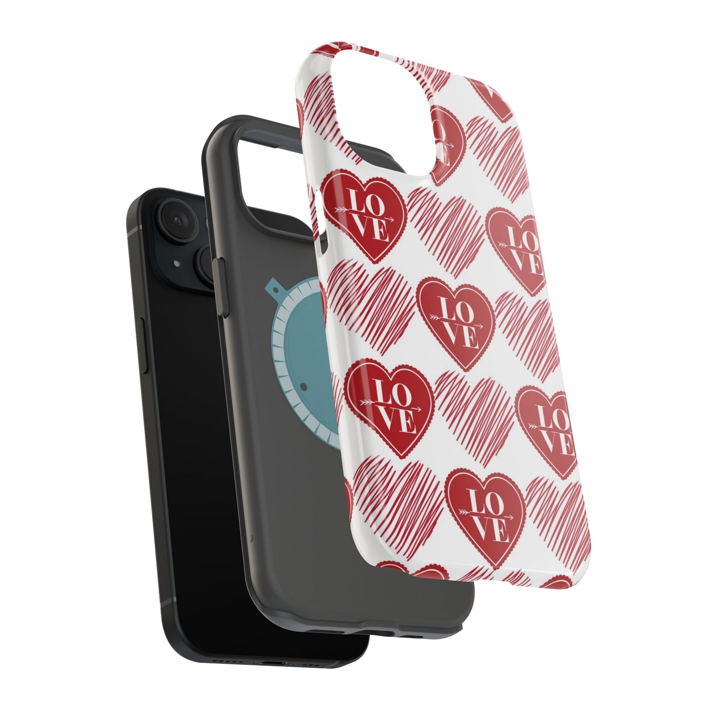 Red Love Heart Pattern – MagSafe - BOGO Cases