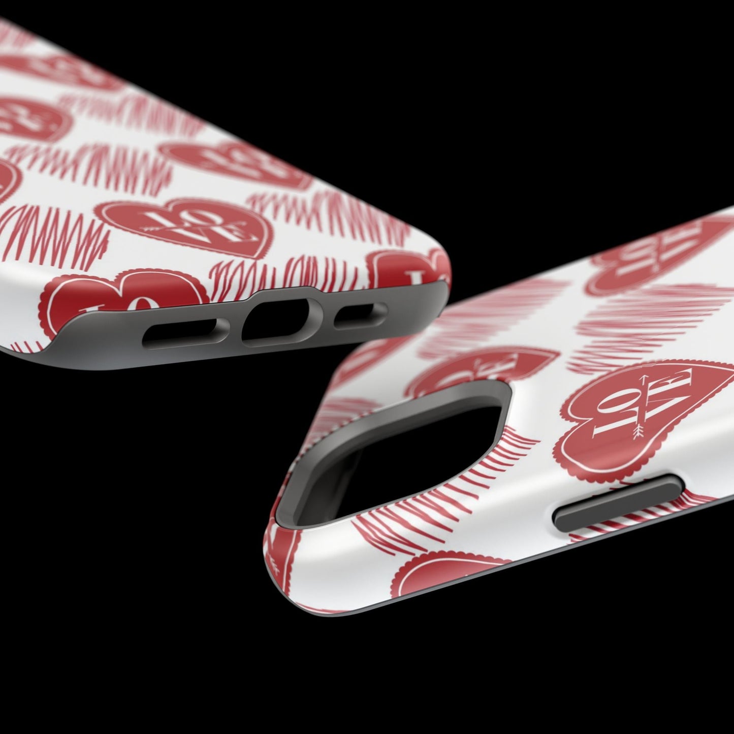 Red Love Heart Pattern – MagSafe - BOGO Cases