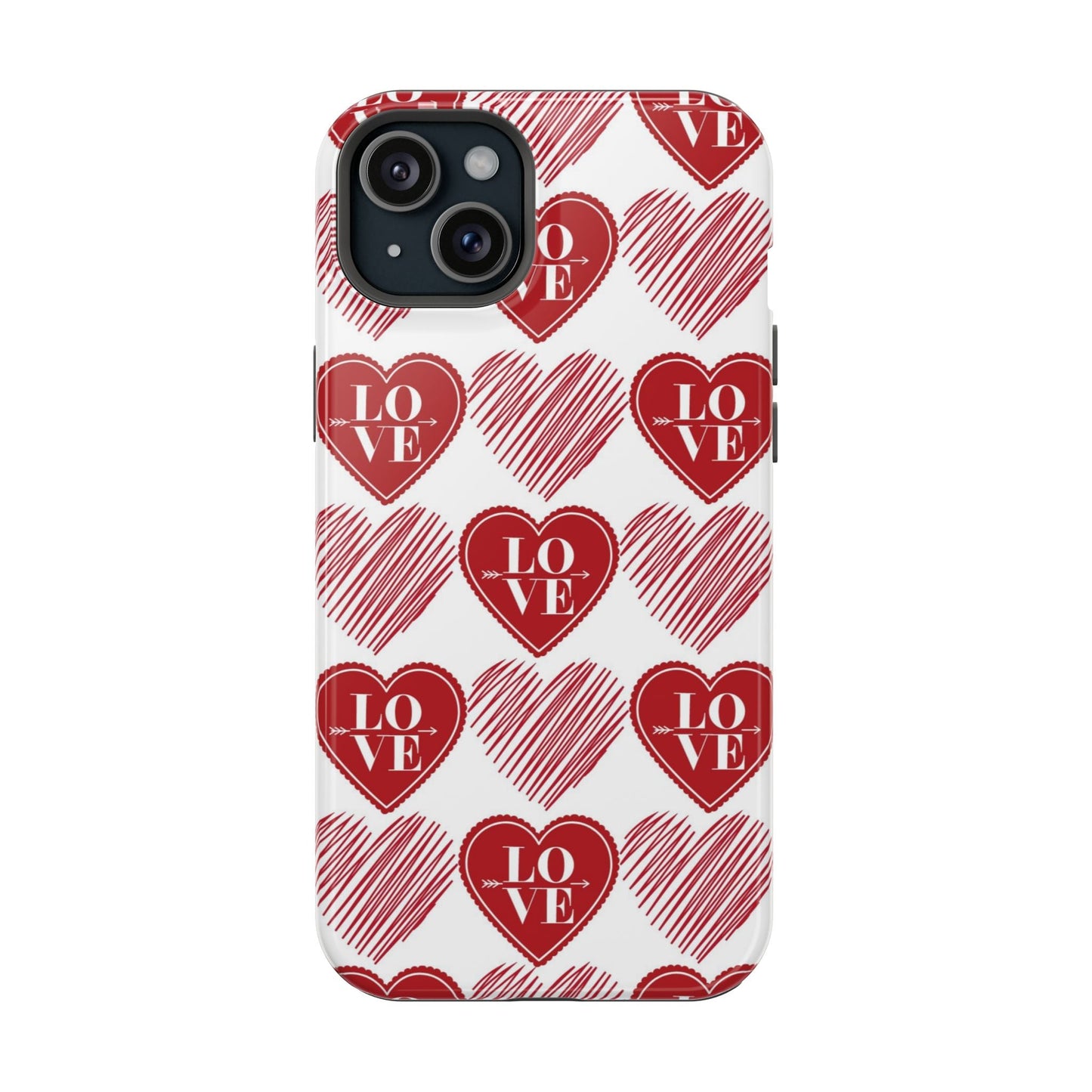 Red Love Heart Pattern – MagSafe - BOGO Cases