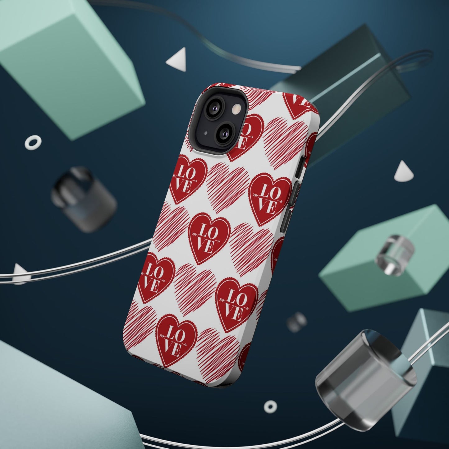 Red Love Heart Pattern – MagSafe - BOGO Cases