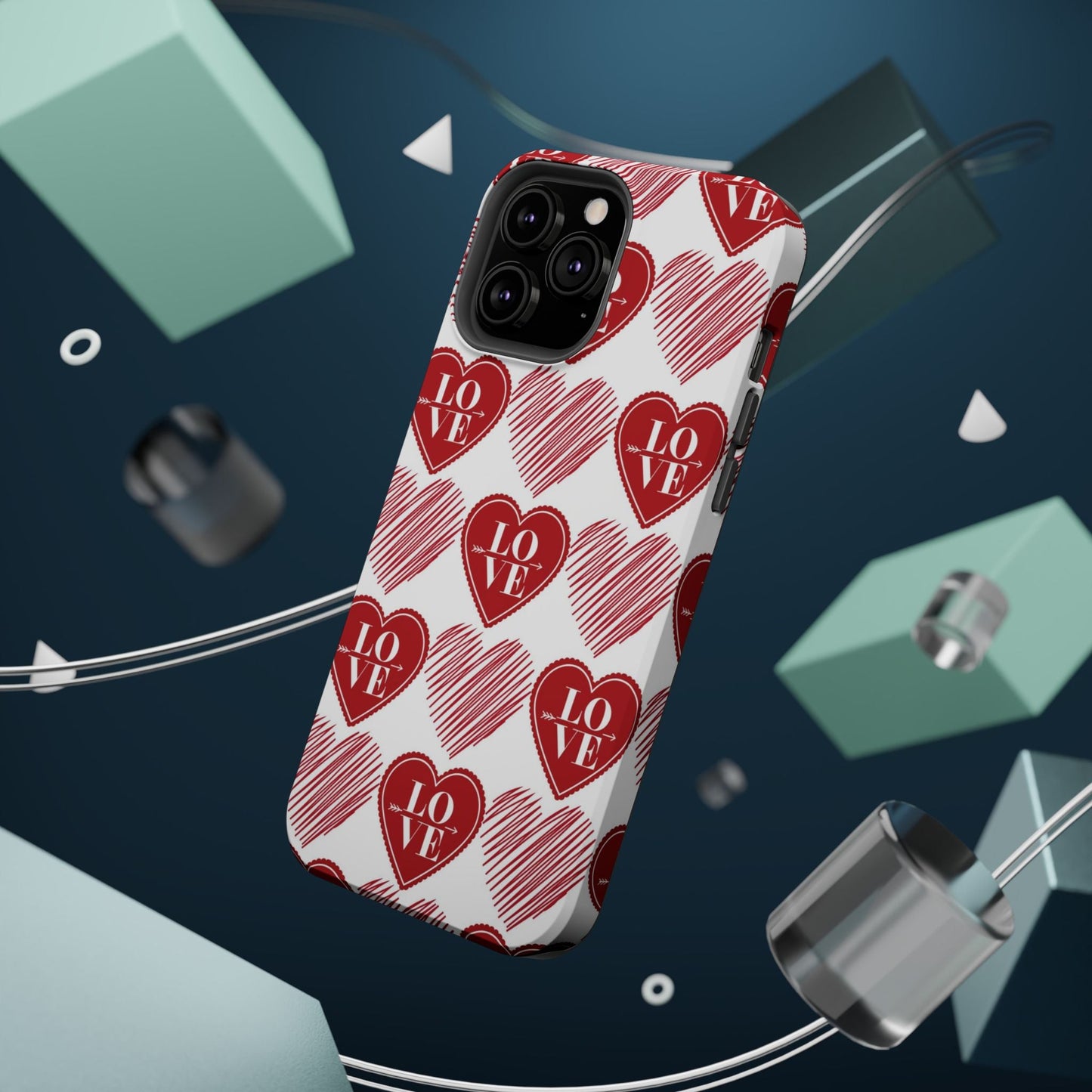 Red Love Heart Pattern – MagSafe - BOGO Cases