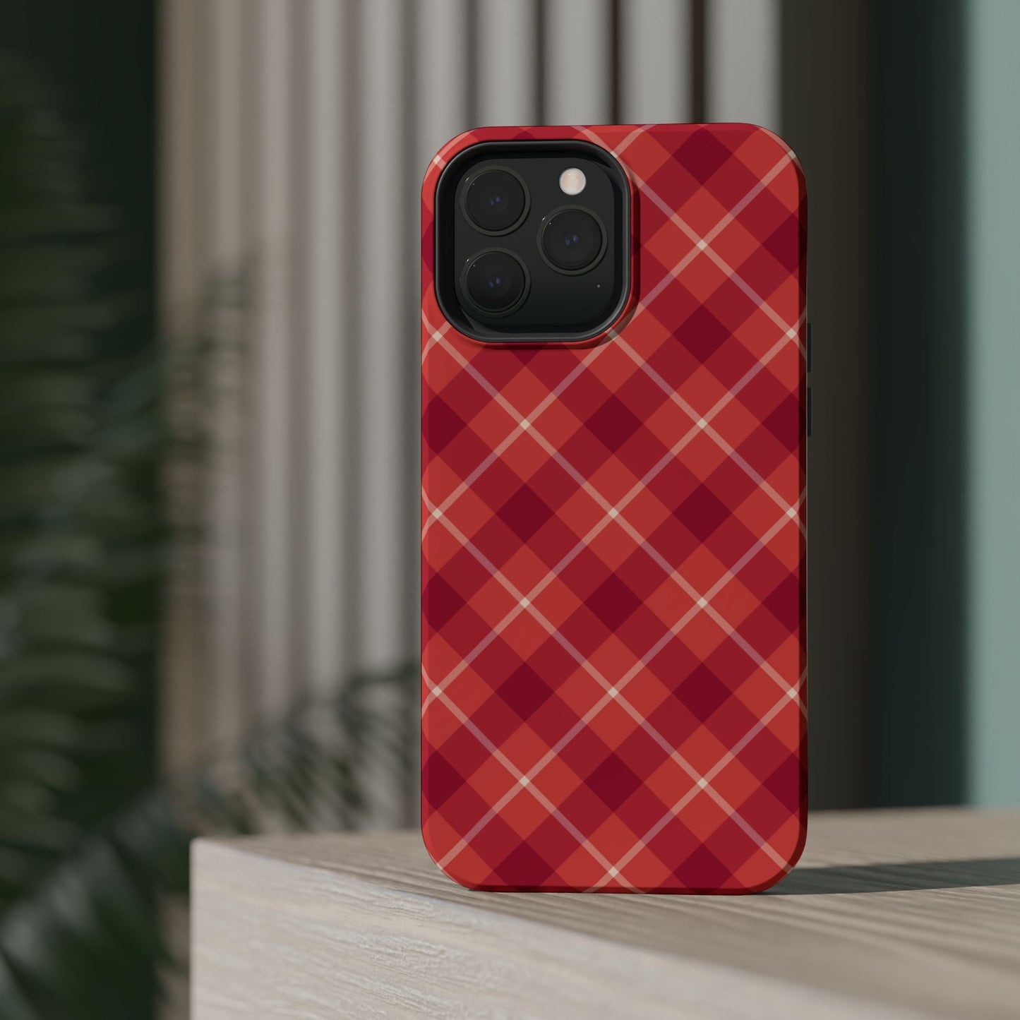 Red Plaid Crisscross – MagSafe iPhone Case - BOGO Cases