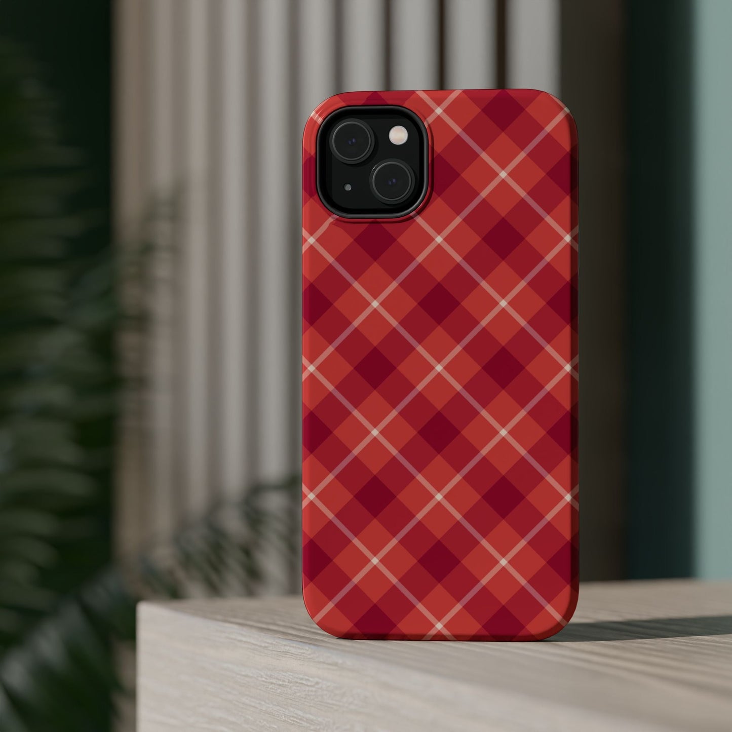 Red Plaid Crisscross – MagSafe iPhone Case - BOGO Cases