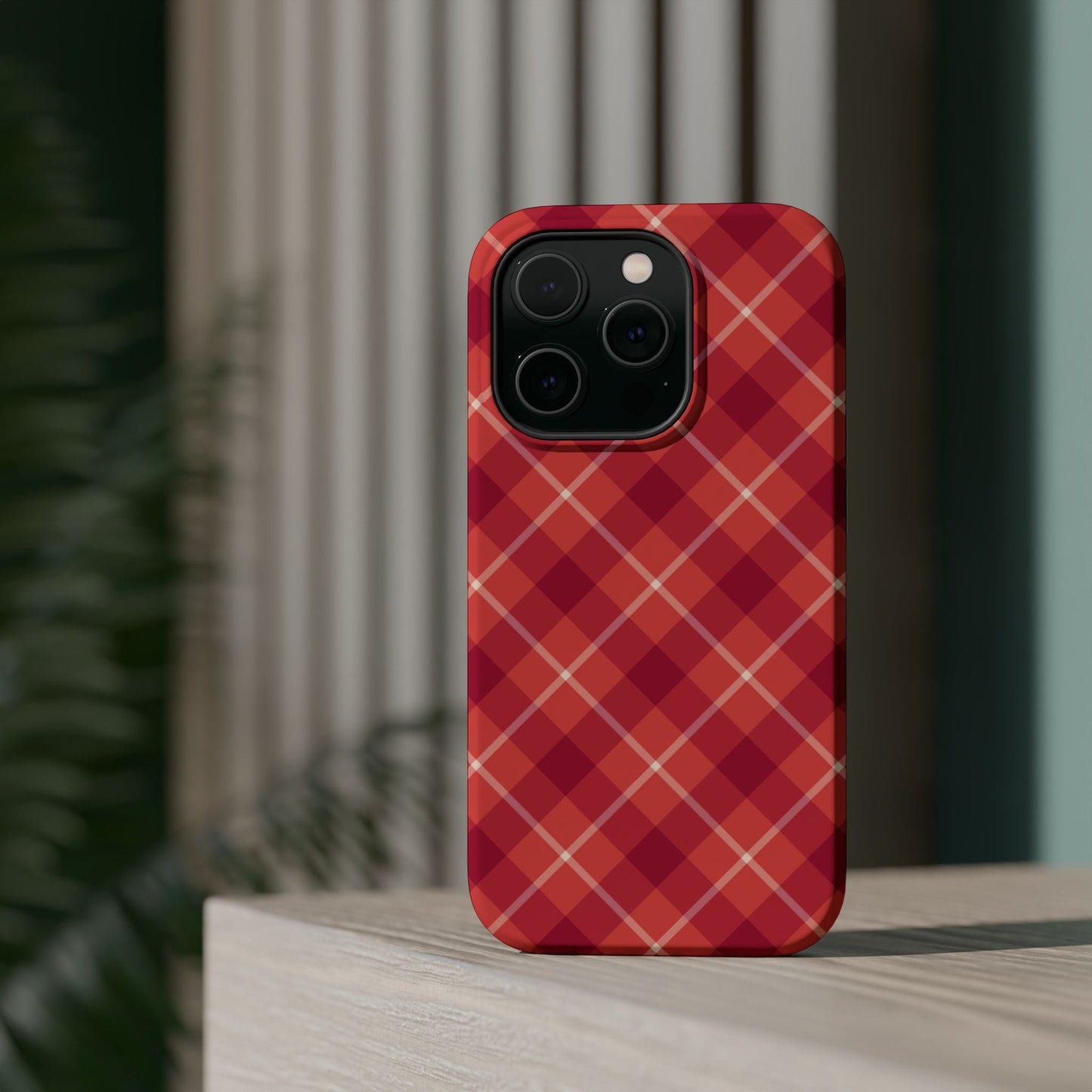 Red Plaid Crisscross – MagSafe iPhone Case - BOGO Cases