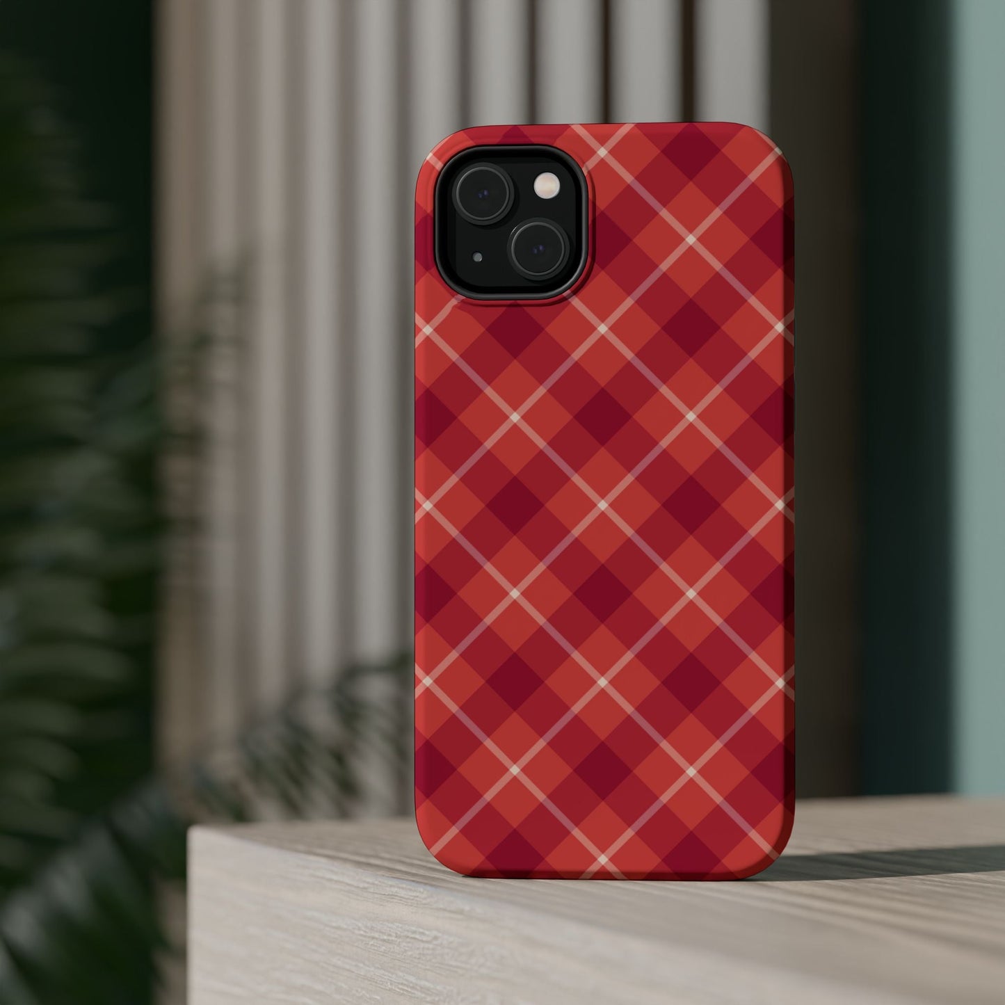Red Plaid Crisscross – MagSafe iPhone Case - BOGO Cases