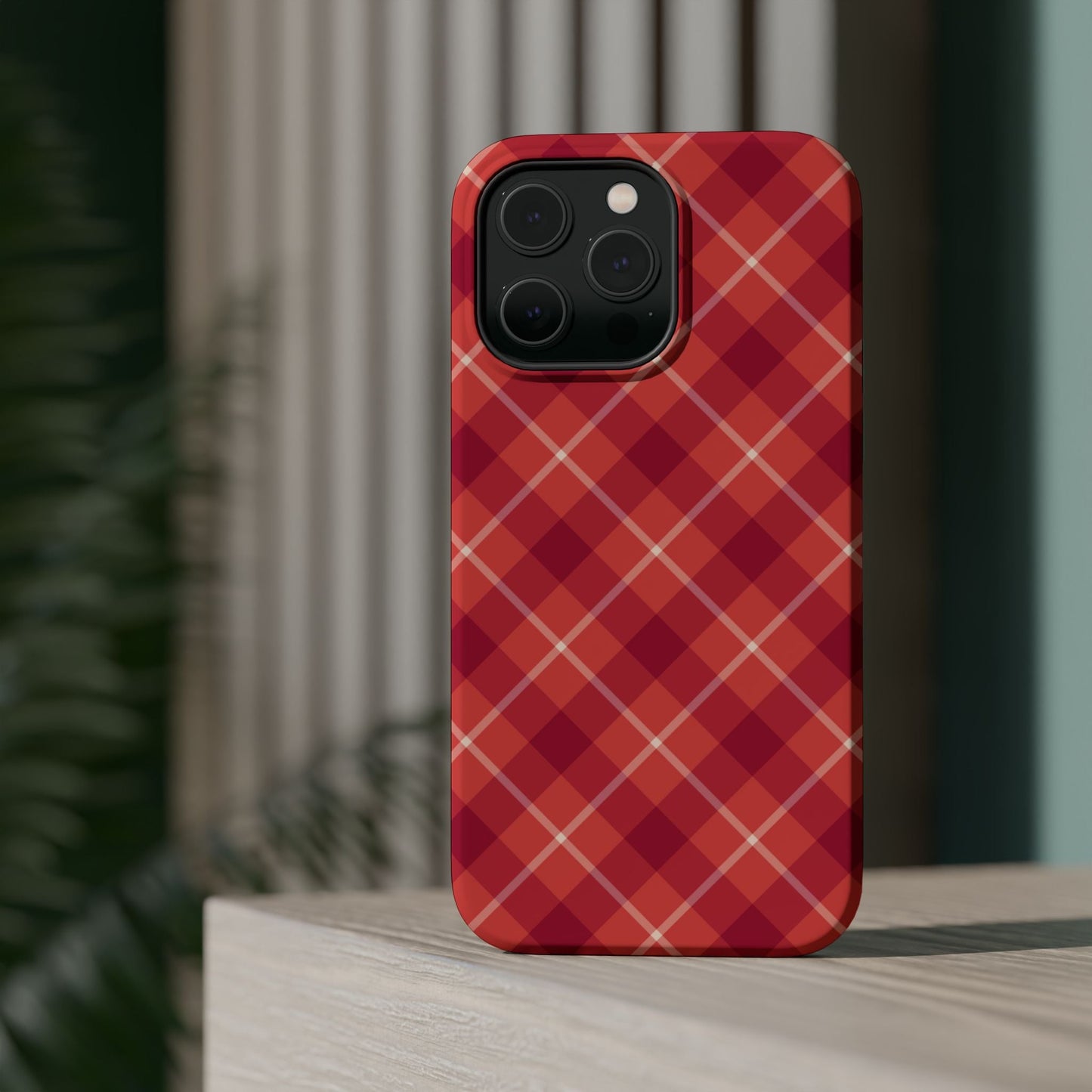 Red Plaid Crisscross – MagSafe iPhone Case - BOGO Cases