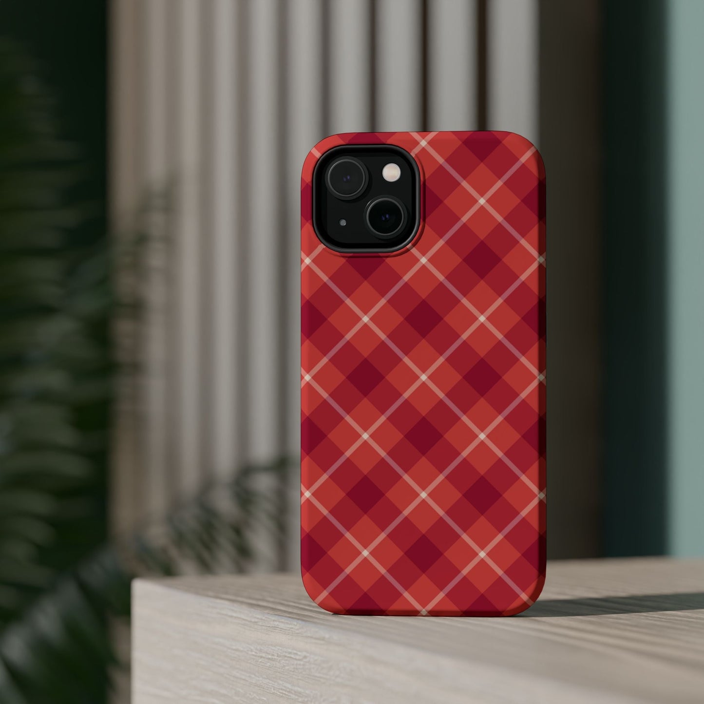 Red Plaid Crisscross – MagSafe iPhone Case - BOGO Cases