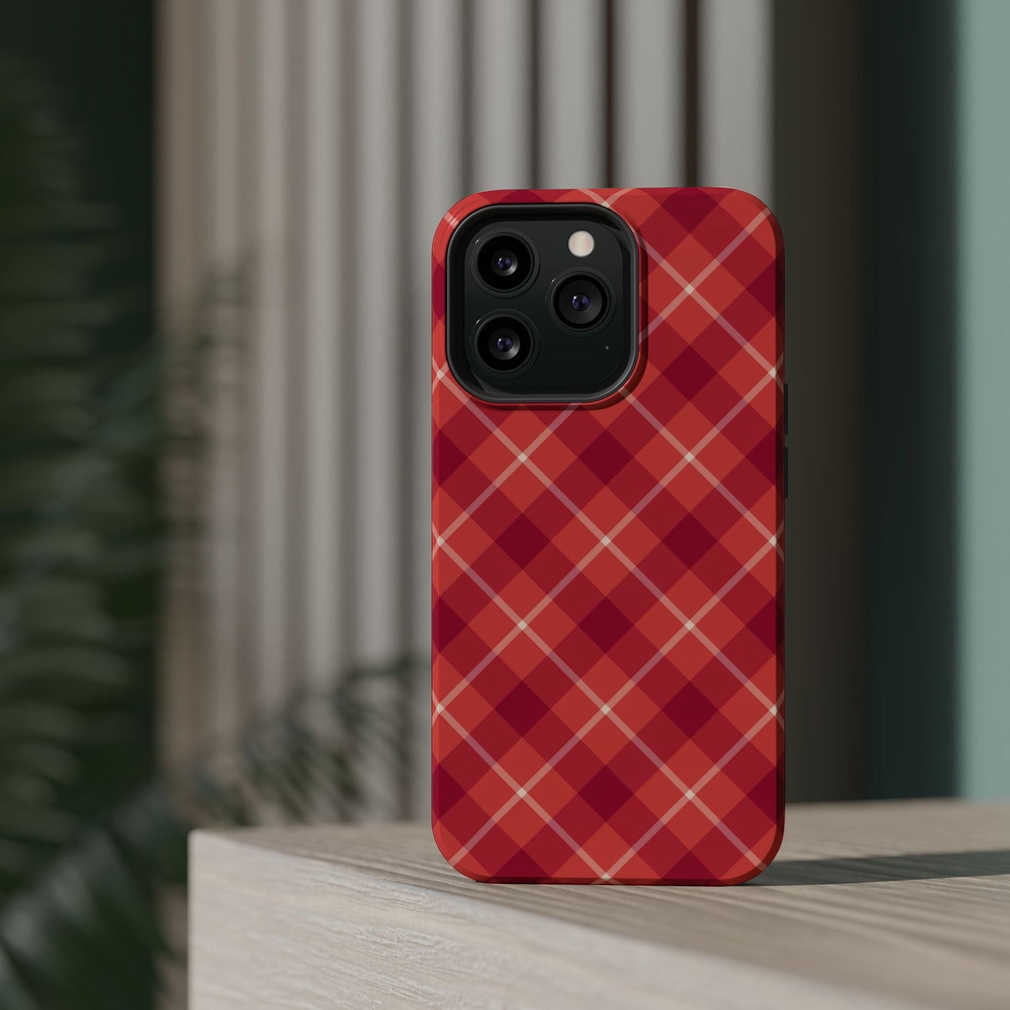 Red Plaid Crisscross – MagSafe iPhone Case - BOGO Cases
