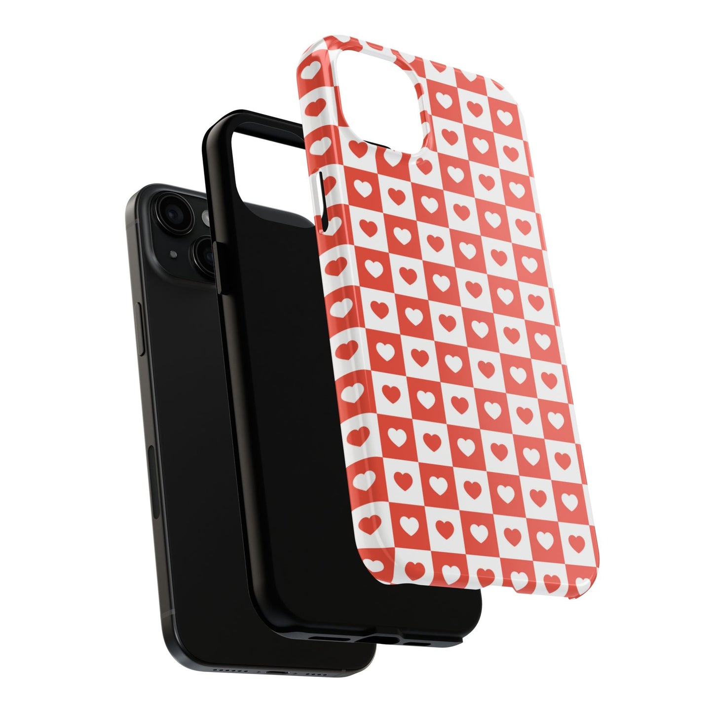 Red & White Heart Checkerboard – iPhone Series Case - BOGO Cases